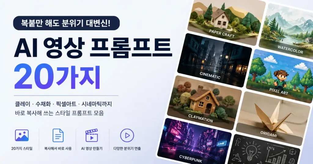 AI 영상 프롬프트 20가지 스타일